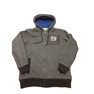 NFL Pro Line NY Giants Sherpa Hoodie Jacket Mens Small Gray Full Zip